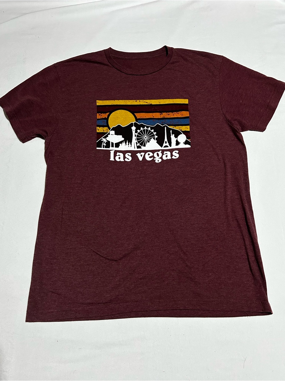 Las Vegas Vintage Skyline Graphic Tee - Maroon